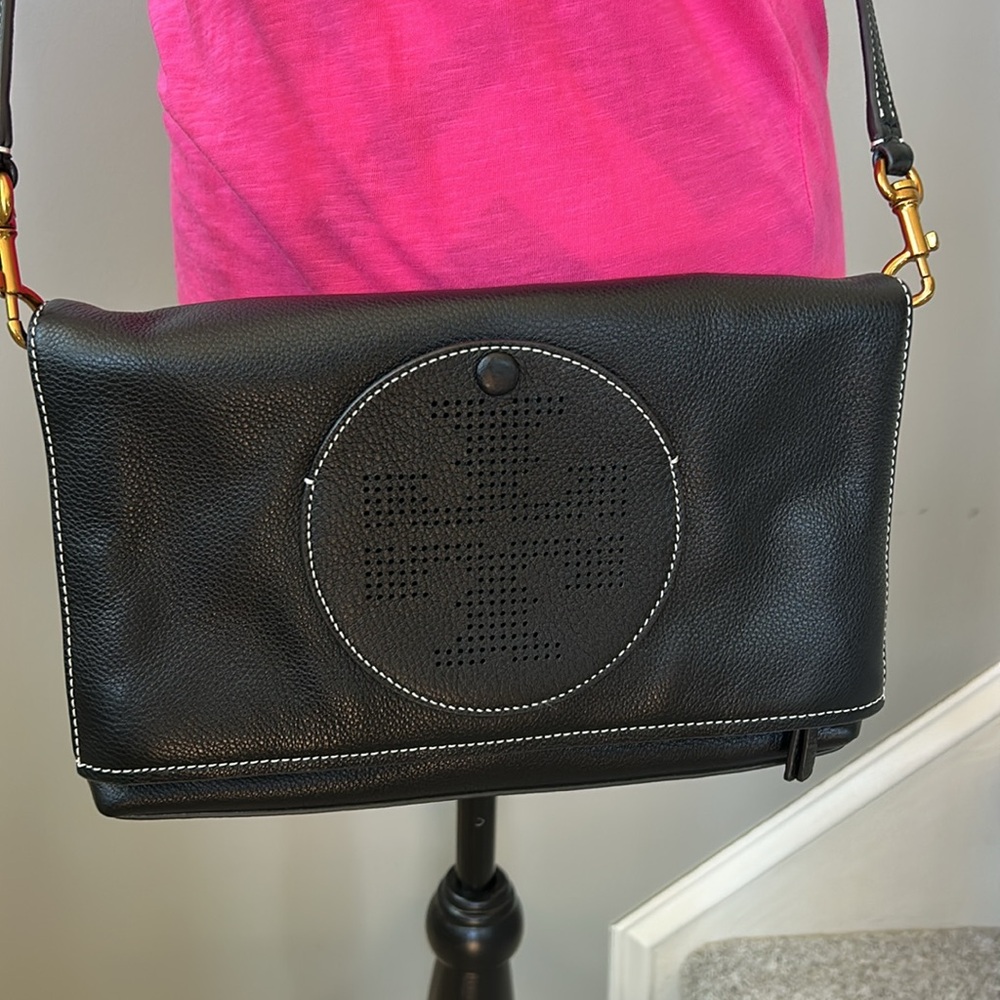 Tory Burch Perforated Logo Fold Over Crossbody Bag - Picture 7 of 15